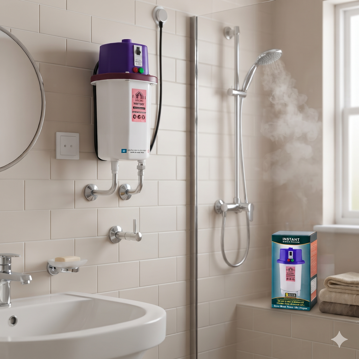 incredible Europa Instant Water Heater with Copper Heating Element, Electric Geyser with Power Indicator