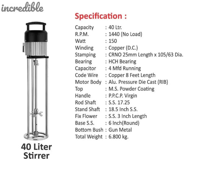 Incredible Stirrer Valona Churner Mixer Madhani Yantra (40L Capacity) Global Retail