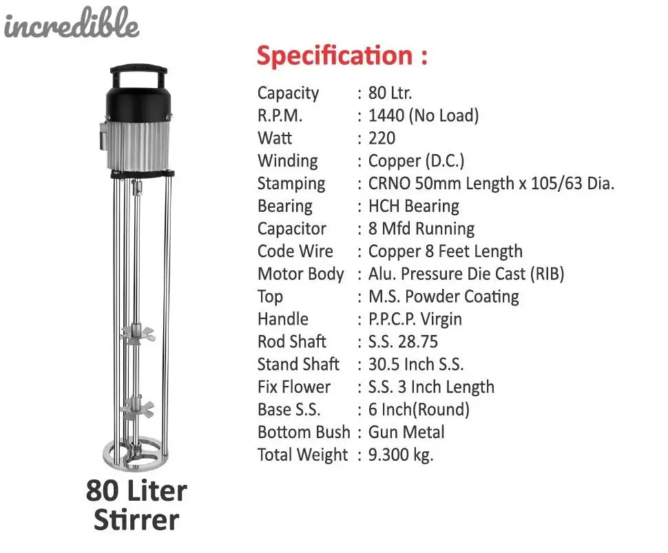 Incredible Stirrer Valona Churner Mixer Madhani Yantra (80L Capacity) Global Retail