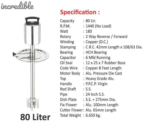 incredible Valona Madhani Machine Electric for Lassi, Curd Churning SS Pipe(80L Capacity) Global Retail
