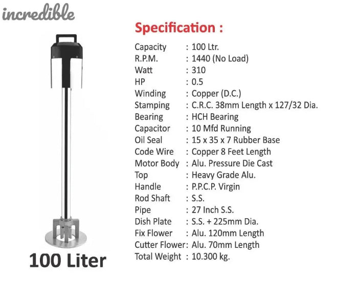 incredible Valona Stirrer Madhani Churner Yantra Electric for Lassi, Curd/ButterMilk Etc.. for 100L Capacity Global Retail