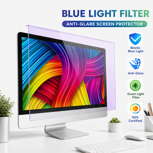 Monitor Blue Light Filter Screen Protector | Anti-Glare Optical Acrylic Panel Green Light | SGS Certified