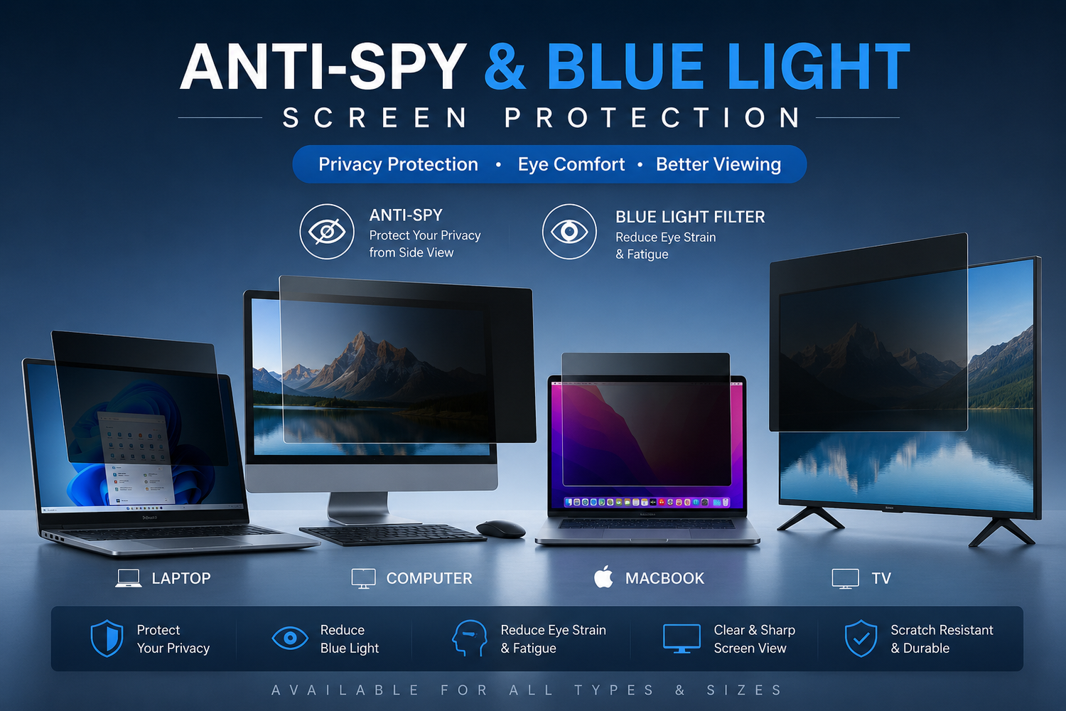 Anti-Spy and Blue Light Protection Screen