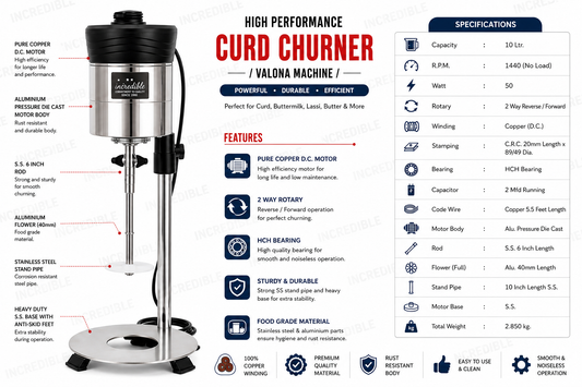 Incredible Mathana Curd Churner Yantra| 5-10L Use Copper Motor Valona | 2 Way Rotary