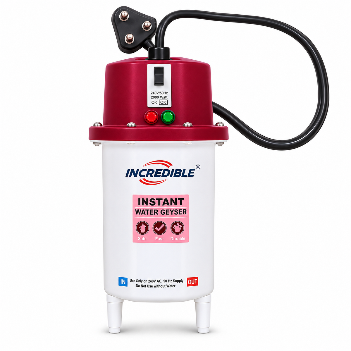 incredible Europa Instant Water Heater with Copper Heating Element, Electric Geyser with Power Indicator