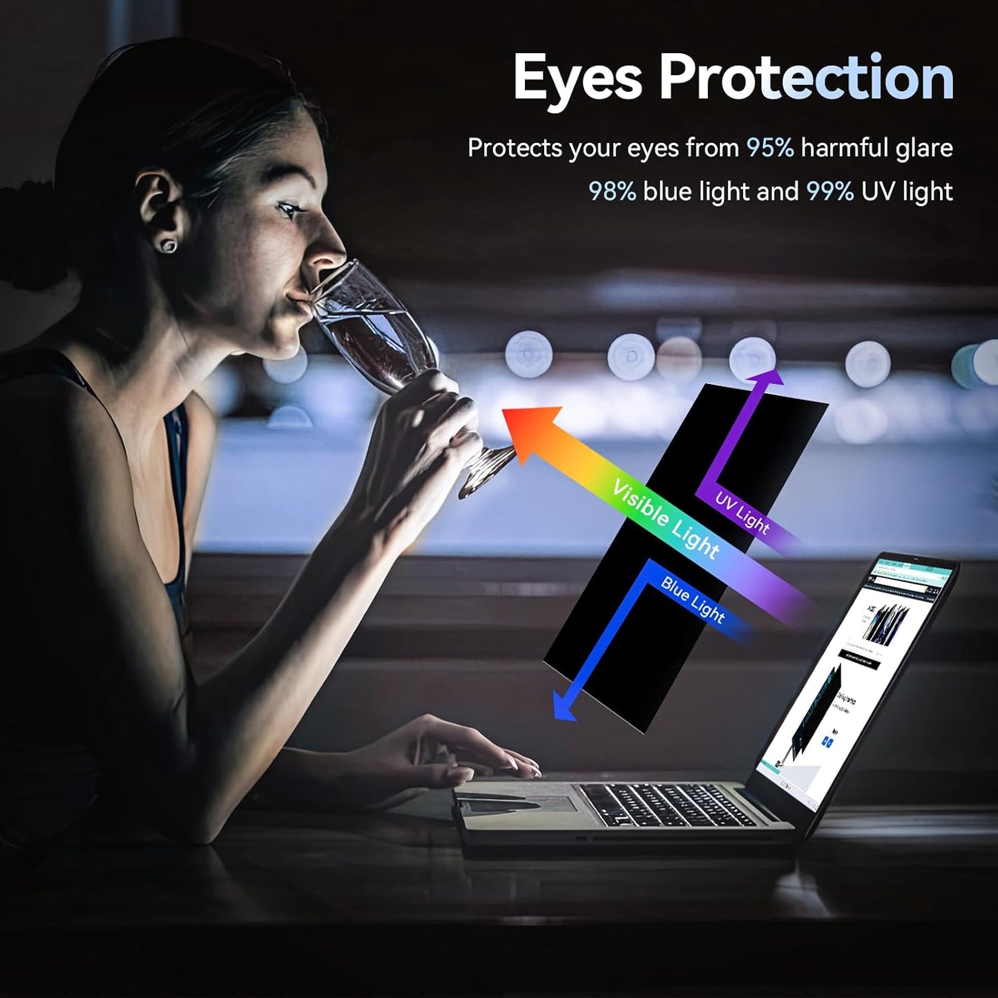 Laptop Magnetic Privacy Screen Filter 2-in-1 |Anti-Spy & Blue Light Protection (16:9)
