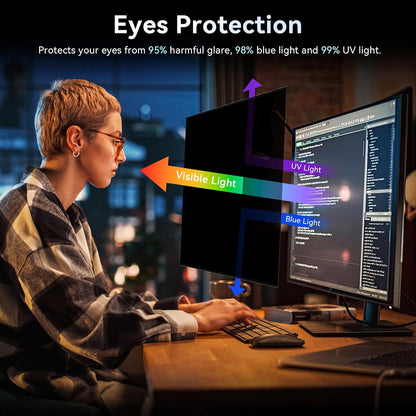 Magnetic Computer Privacy Screen Filter | 2-in-1 Anti Blue Light & Spy Security