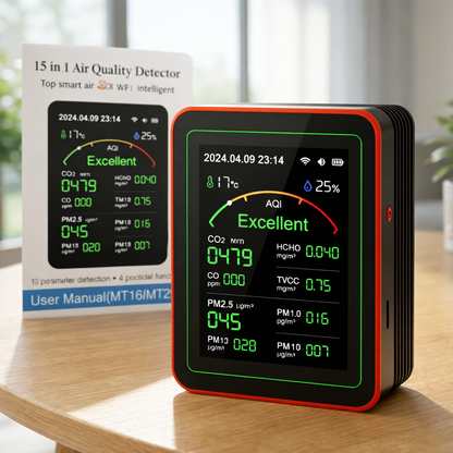 Air Quality Monitor, AQI Monitor, Smart Air Quality Monitor, Indoor Air Quality Monitor,  Air Pollution Detector, CO2 Monitor, PM2.5 Monitor, Air Quality Meter