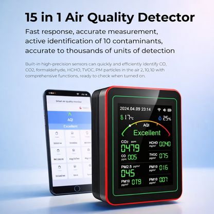 Air Quality Monitor, AQI Monitor, Smart Air Quality Monitor, Indoor Air Quality Monitor,  Air Pollution Detector, CO2 Monitor, PM2.5 Monitor, Air Quality Meter
