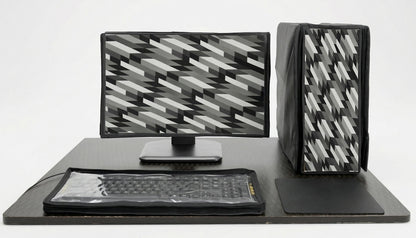 Blufury Polycarbonate Dust Proof Computer Desktop Cover Full Set for Monitor | Screen, CPU & Keyboard Protector | Compatible with Dell, HP, LG, Lenovo, Samsung & Acer (Grey)