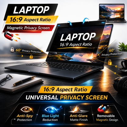 Laptop Magnetic Privacy Screen Filter 2-in-1 |Anti-Spy & Blue Light Protection (16:9)