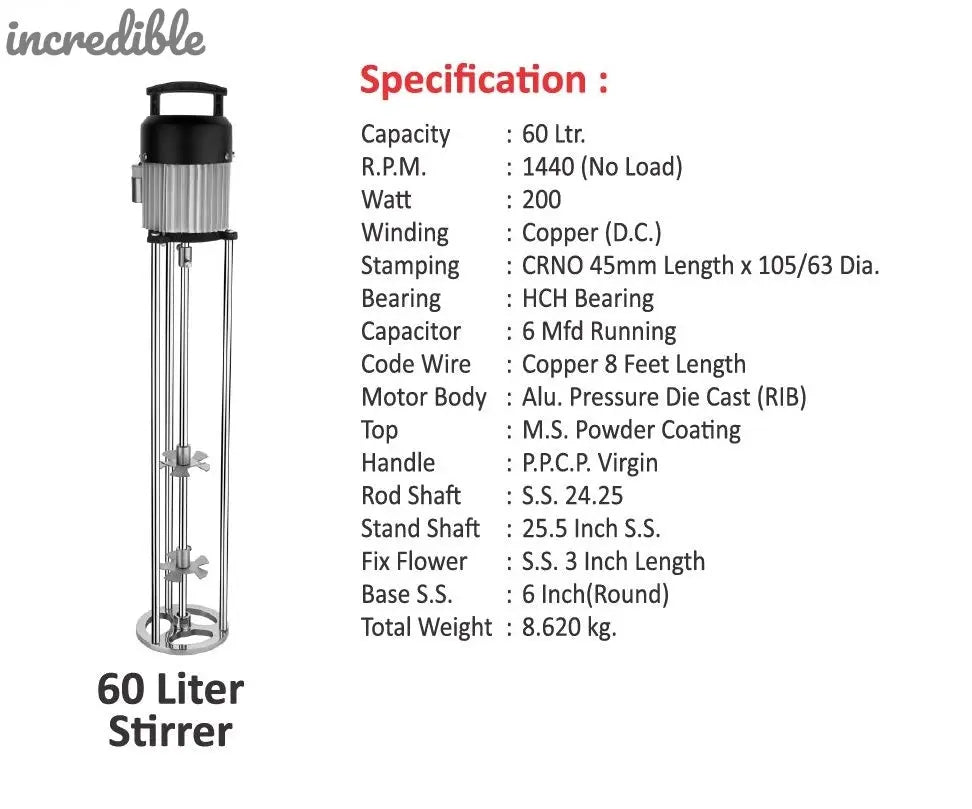 Incredible Stirrer Valona Churner Mixer Madhani Yantra (60L Capacity) Global Retail