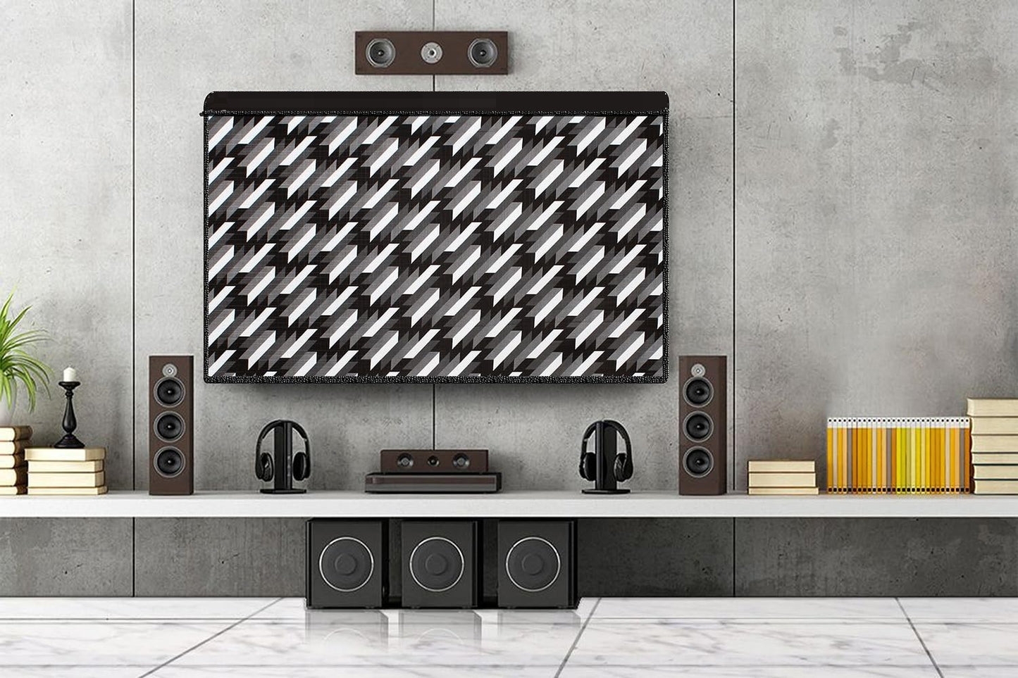 Blufury Universal Waterproof & Dustproof PVC TV Cover LED/LCD TVs | Full Protection for Long Life | Geometric Abstract Pattern