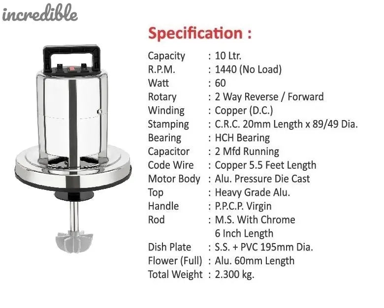incredible Electric Valona Madhani Yantra for Curd/Lassi/Buttermilk (Up to 10L Use) Global Retail