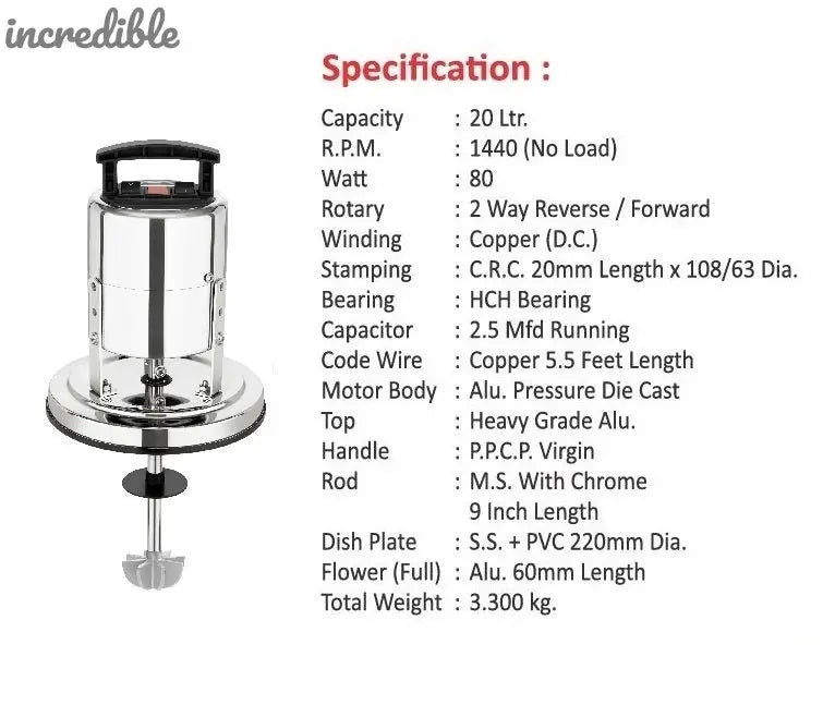 incredible Electric Valona Madhani Yantra for Curd/Lassi/Buttermilk (Up to 20L Use) Global Retail