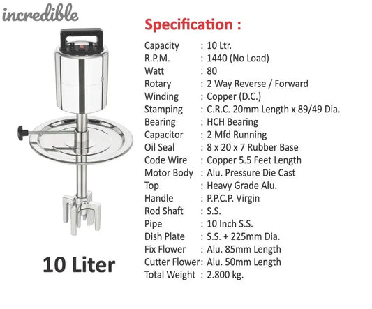 incredible Electric Valona Stirrer Madhani Yantra for Curd Churning SS Pipe Model(10L Capacity) Global Retail