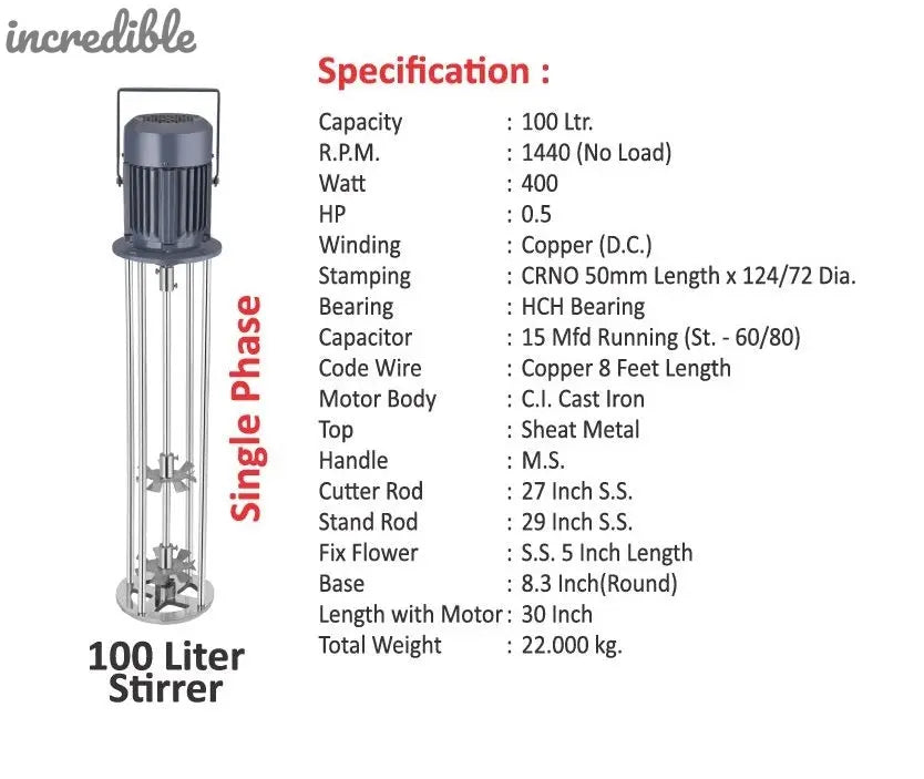incredible Stirrer Valona Churner Mixer Electric Machine (100L Capacity)Single/Three Phase Global Retail