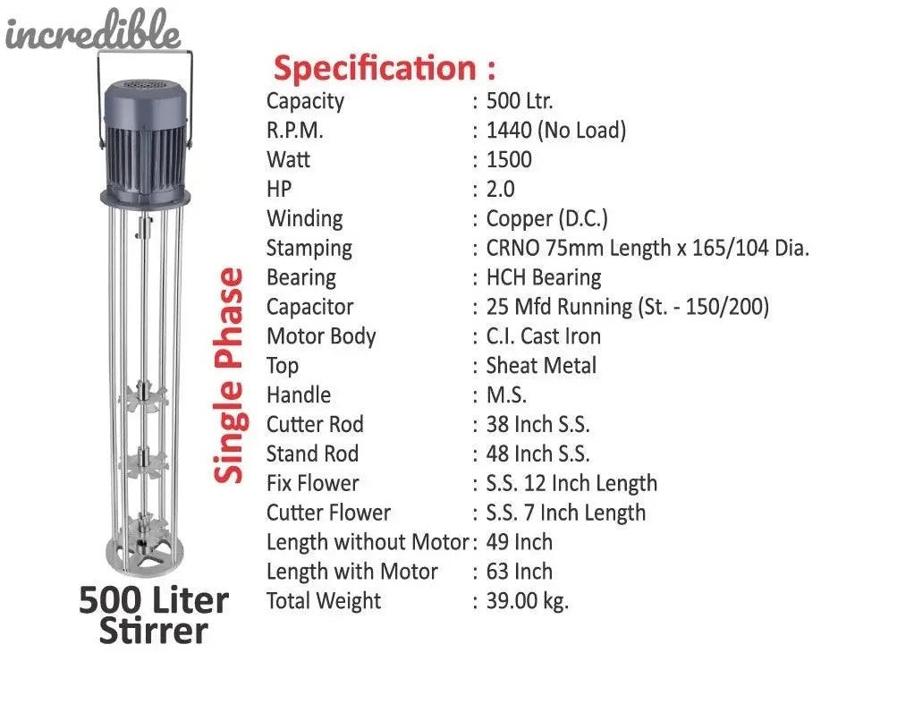 incredible Stirrer Valona Churner Mixer Electric Machine (500L Capacity)Single/Three Phase Global Retail